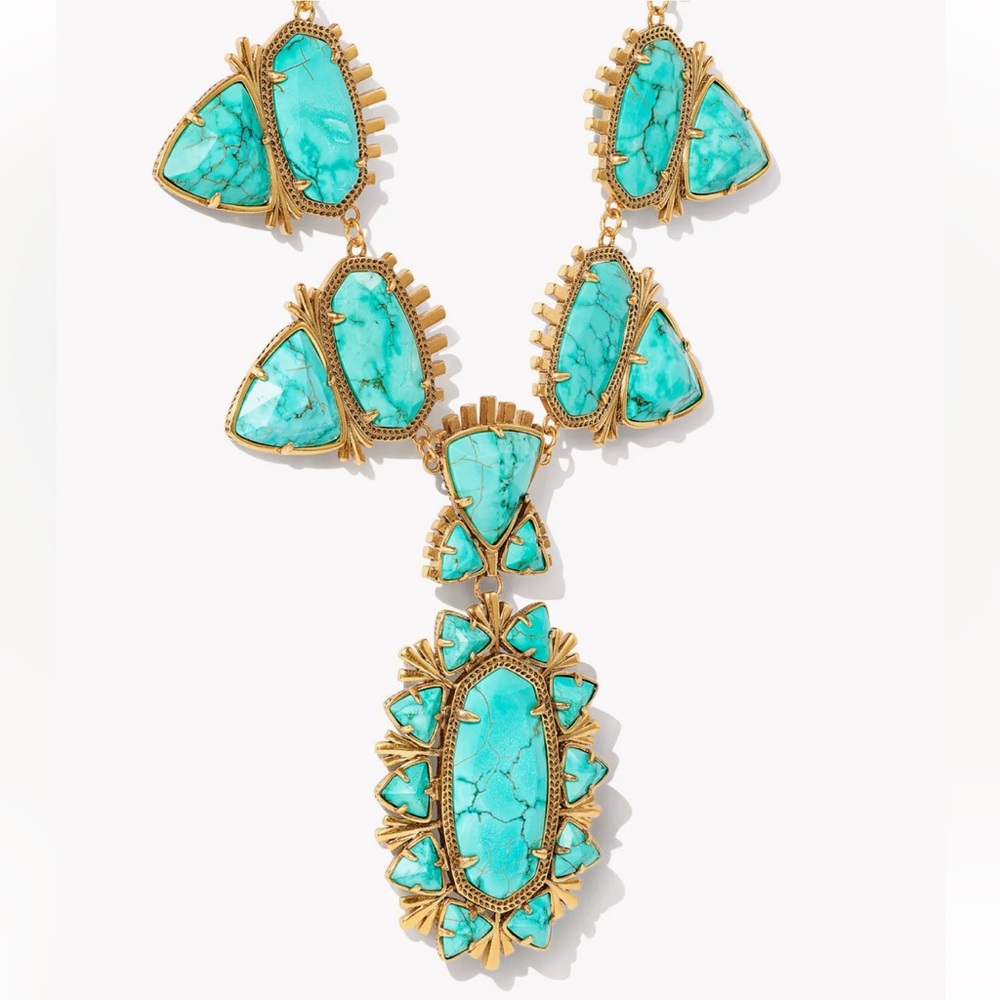 Kendra Scott Havana Vintage Gold Necklace in Variegated Turquoise Magnesite
